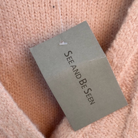 See And Be Seen Pink V-Neck Wool Blend Cable Knit Cardigan Small/Medium NWT - Picture 15 of 15